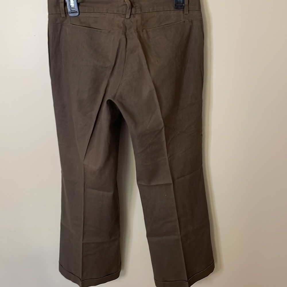 GAP Women’s 4A Chocolate Brown Linen Blend Cuffed Pants Preppy Academia y2k - Picture 3 of 10